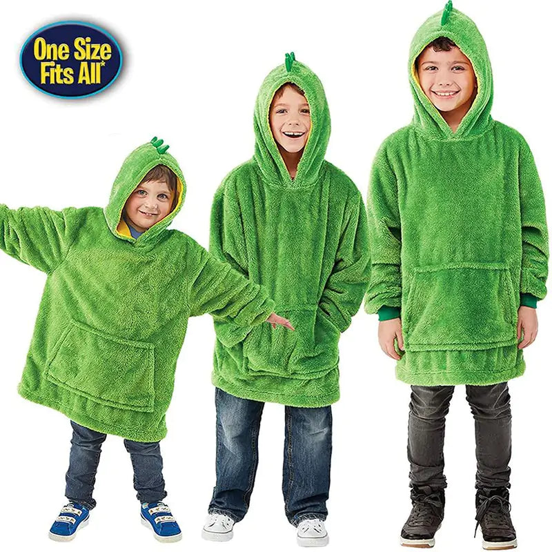 Kids Soft Plush Hoodie Pets Blanket