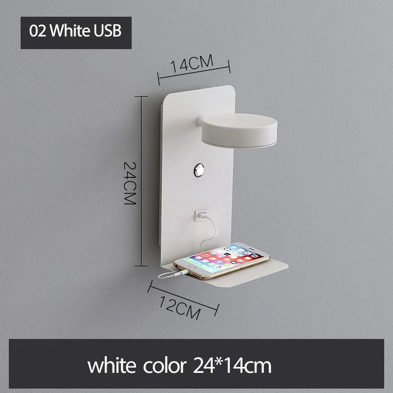 Stylish Black And White Luminaire LED Wall Lights With Switch - USB Interface